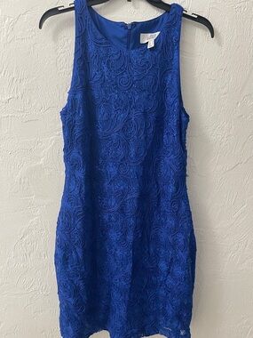 Badgley Mischka  Blue Lace Cocktail Dress, size US 12
